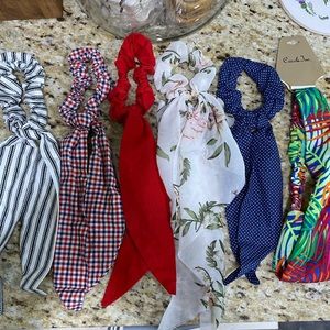 Hair Accessories 5 Scrunchie Scarves and 1 New Hair Band